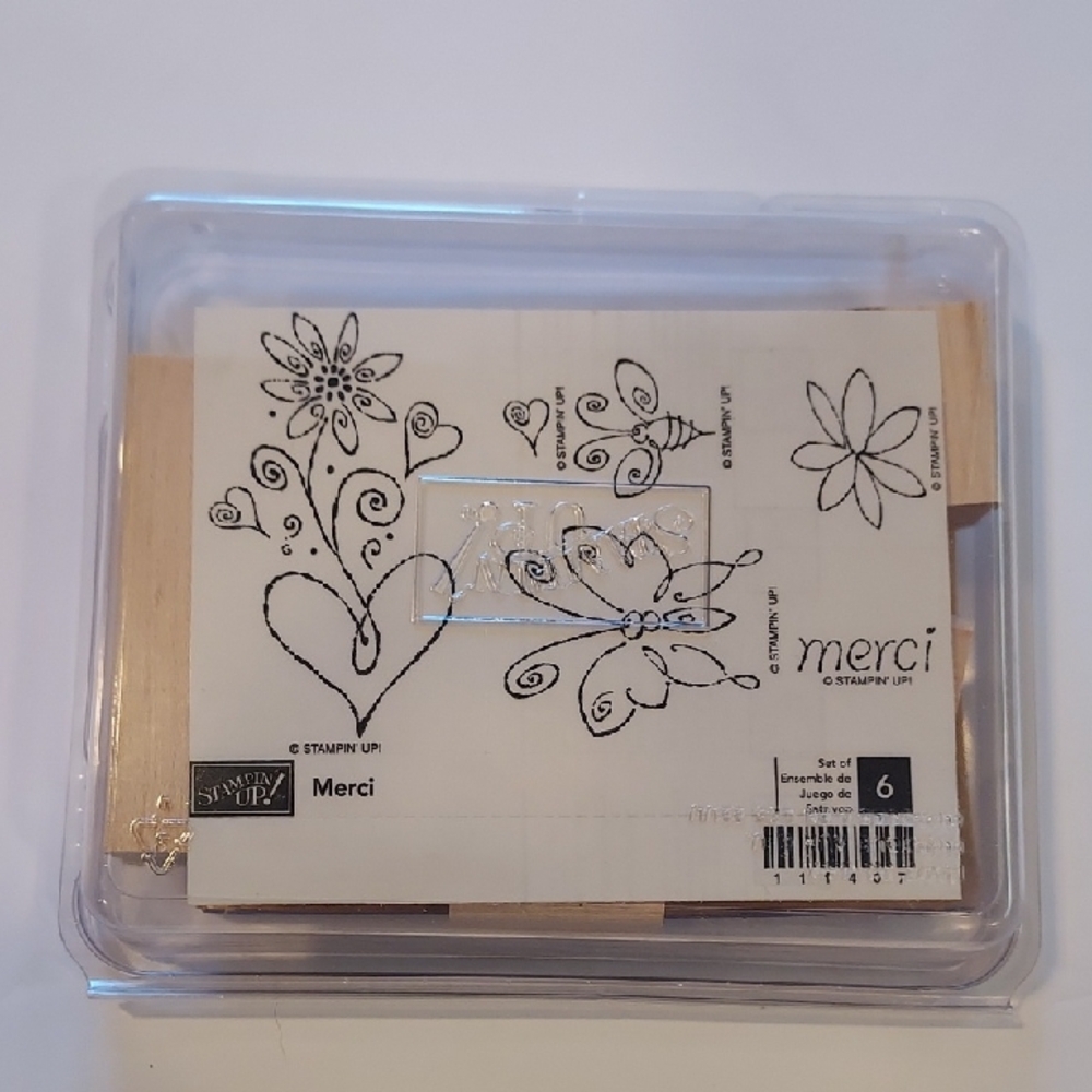 Rubber Stamps Flowers Butterfly Bee Heart French Theme